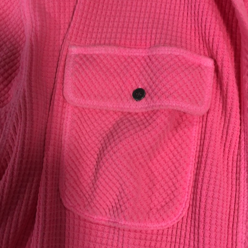 Aerie Hot Pink Waffle Knit Shirt L - Picture 3 of 4